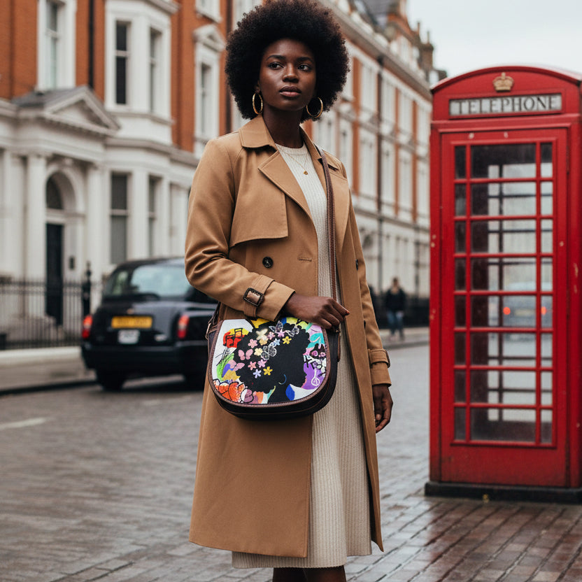 Afro Art, Graffiti Art Inspired Tambourin Bag With Single Strap
