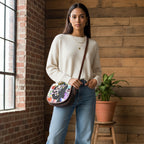 Tambourine Bag Featuring Afro-inspired Graffiti Artwork and a Single Strap Yoycol