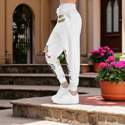 Handcrafted Afro Music Cartoon Art Athletic Joggers, Unisex Sweatpants