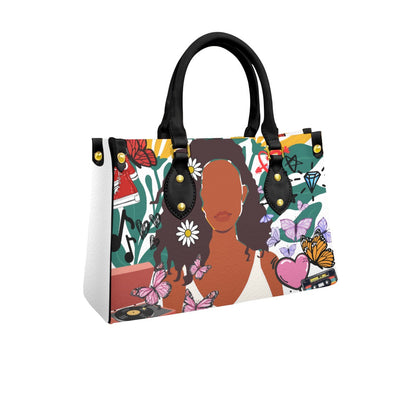 Afro Art and Music Inspired Graphic Women's Tote Bag With Black Handle