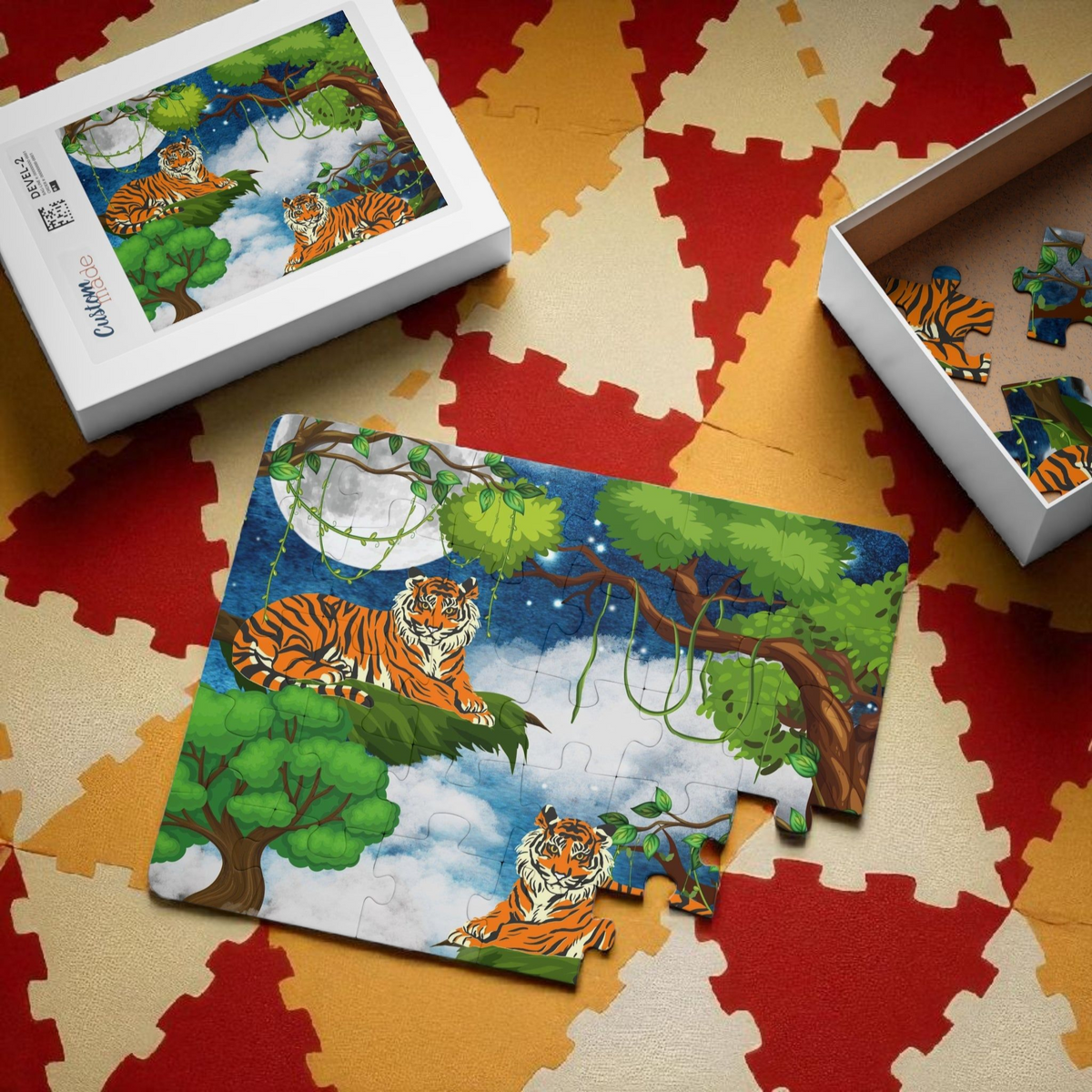 Kids' Puzzle, 30-Piece - Jungle Animal Tiger Puzzle, Fun Educational Toy, Preschool Gift Printify