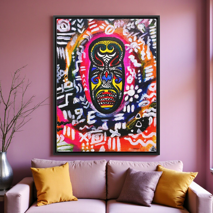 Beautiful Tribal Mask Canvas Art, Multiple Sizes Vertical Frame, Perfect Wall Decor