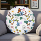 Floral Tufted Floor Pillow - Round Cushion for Cozy Decor Printify