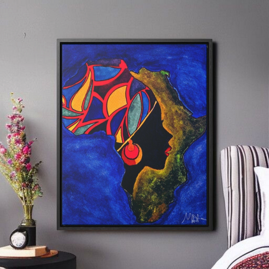 African Essence Original Ethnic Portrait - Authentic Continental Painting,Vertical Frame