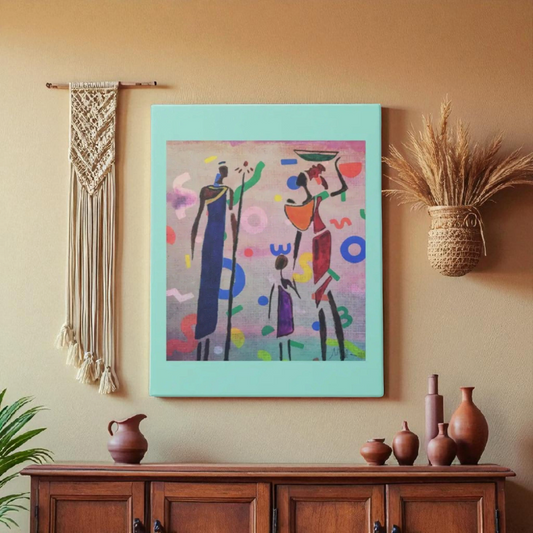 African Family Doodle Wall Art - Hand Drawn Tribal Decor, Ethnic Artwork for Art Lovers