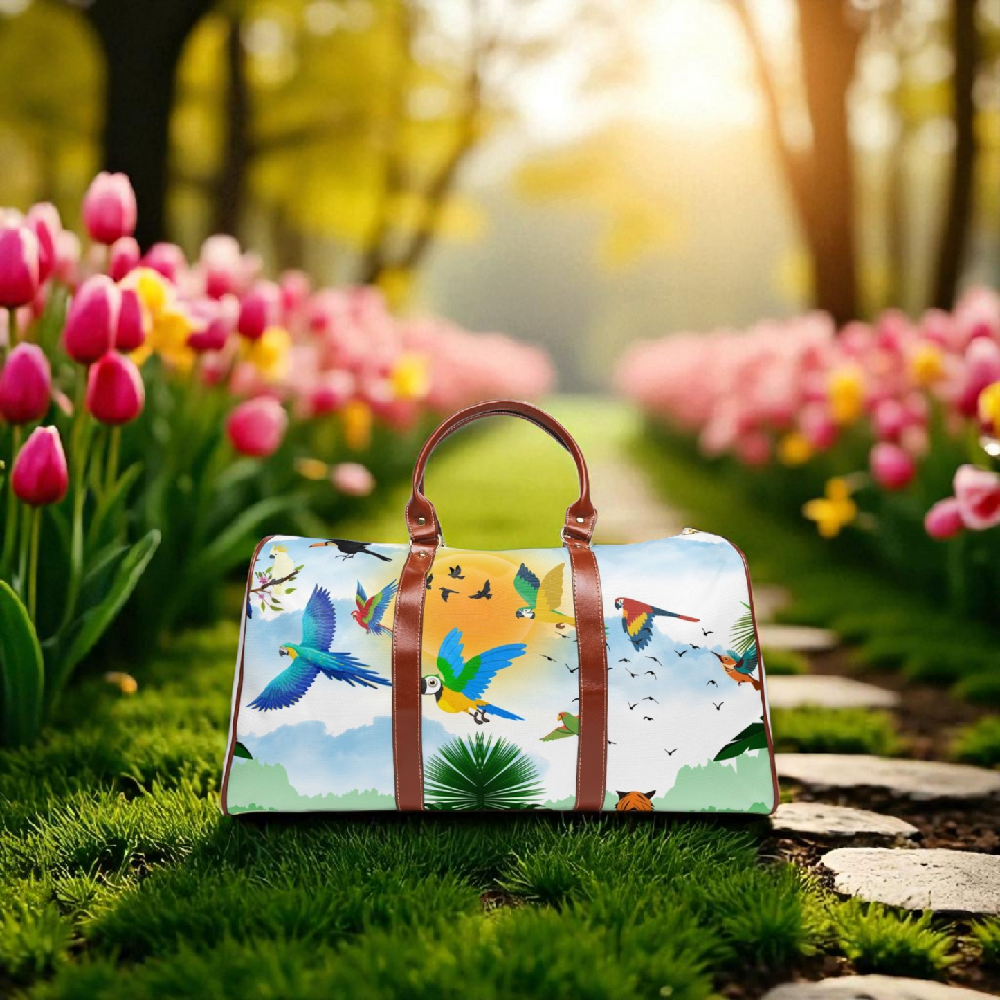 Vibrant Tropical Waterproof Travel Bag - Perfect for Adventurers and Getaways