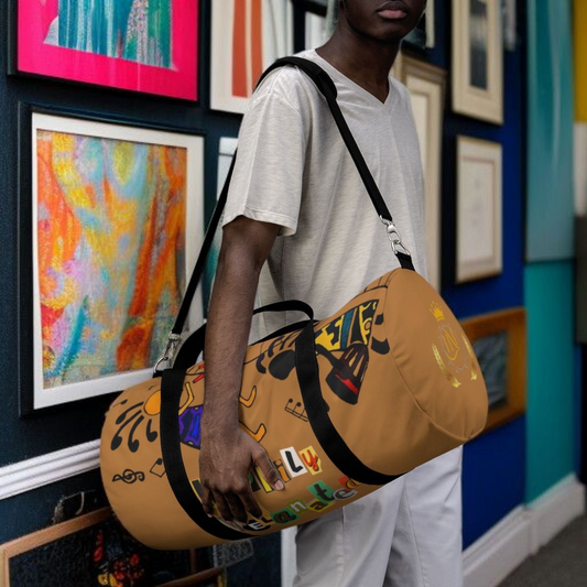 Afro Music Cartoon Piano Art Handcrafted Duffel Bag - Musician Gift, Travel Bag