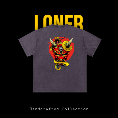 Samurai Menpo Unisex Graphic Tee, Bamboo Slub Snow Washed T-Shirt