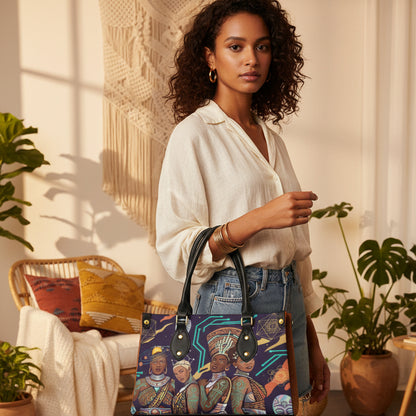 Afro-Futurism Themed Graphic Tote Bag With Black Handle