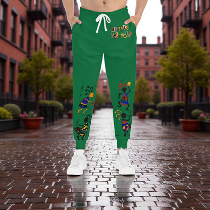 Afro Music Cartoon Art Unisex Athletic Joggers, Handcrafted Jogger Pants, Workout Sweatpants