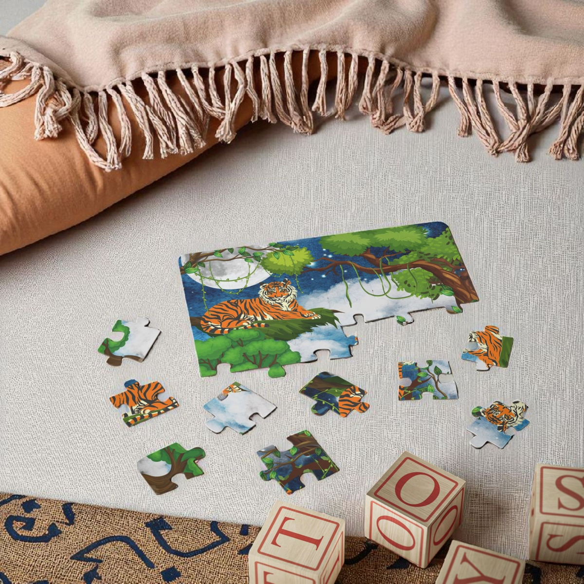Kids' Puzzle, 30-Piece - Jungle Animal Tiger Puzzle, Fun Educational Toy, Preschool Gift Printify