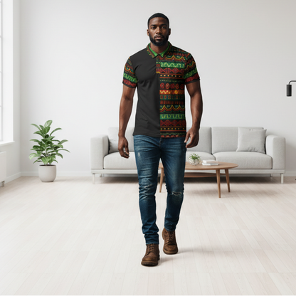 African Print Polo Shirt — Bold Kente-Inspired Pattern
