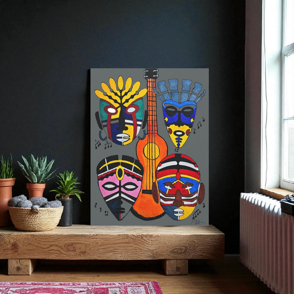Tribal Mask Acrylic Prints, Wall Art Decor, Native American Artwork, Home Office Decor Printify