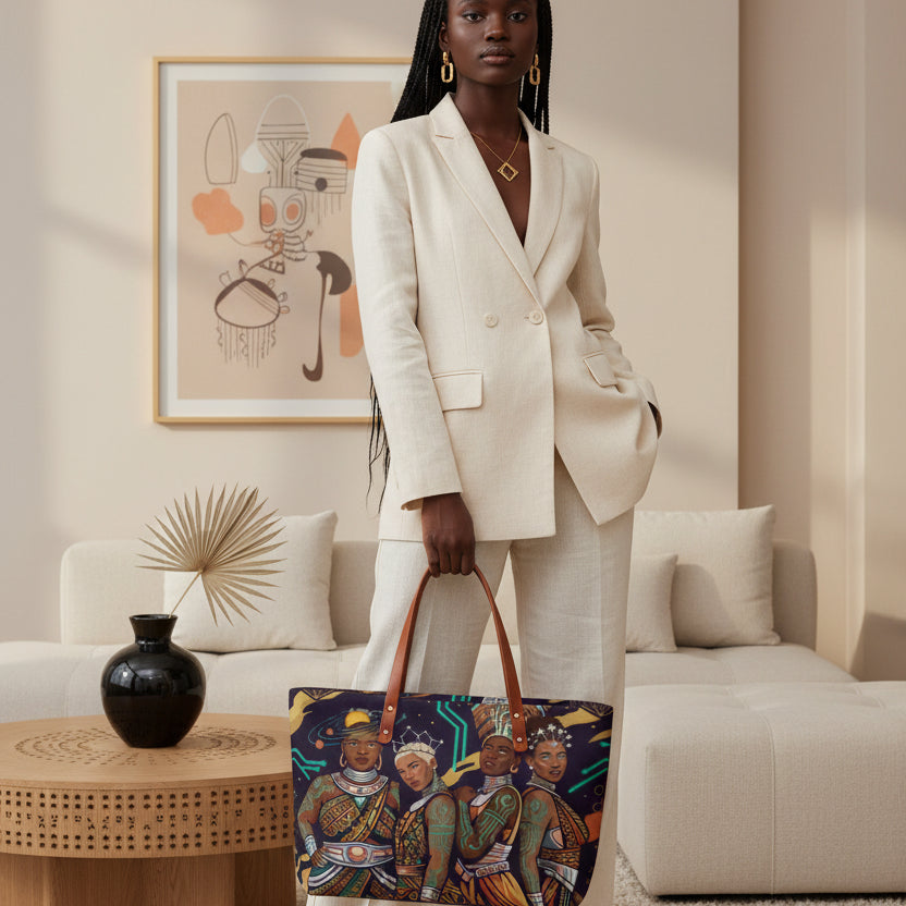 Afro-Futurism Themed Graphic Tote Bag | Diving Cloth
