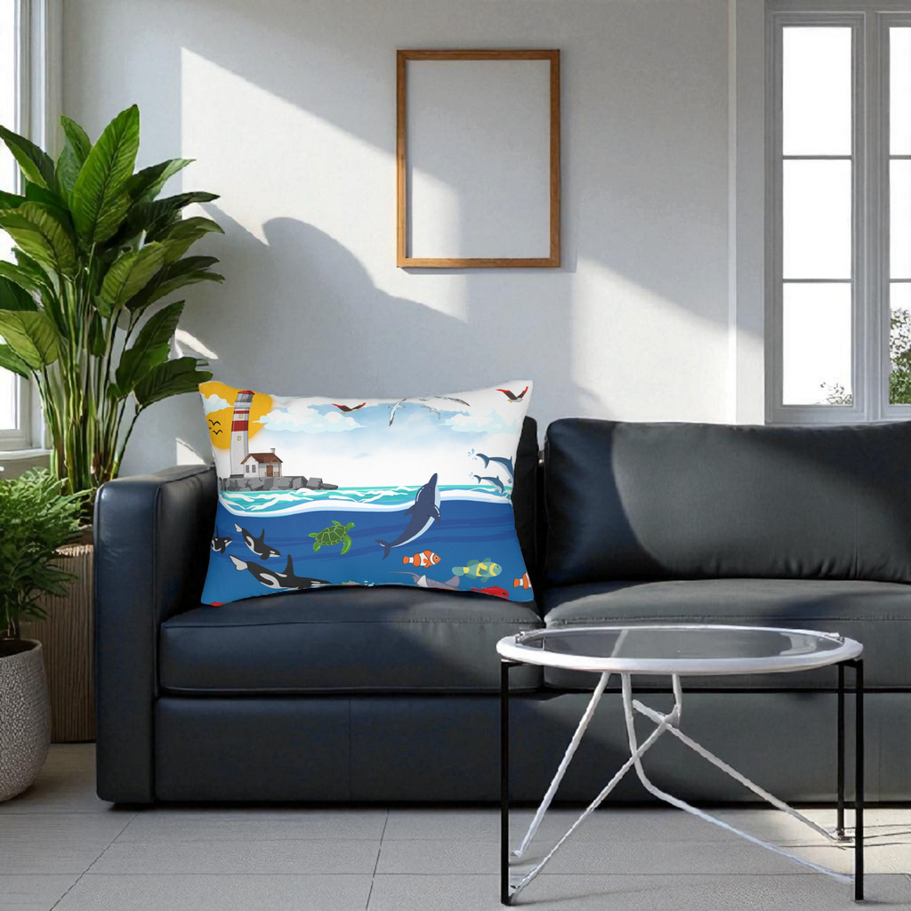 Ocean Adventure Lumbar Pillow - Nautical Marine Decor for Home Printify