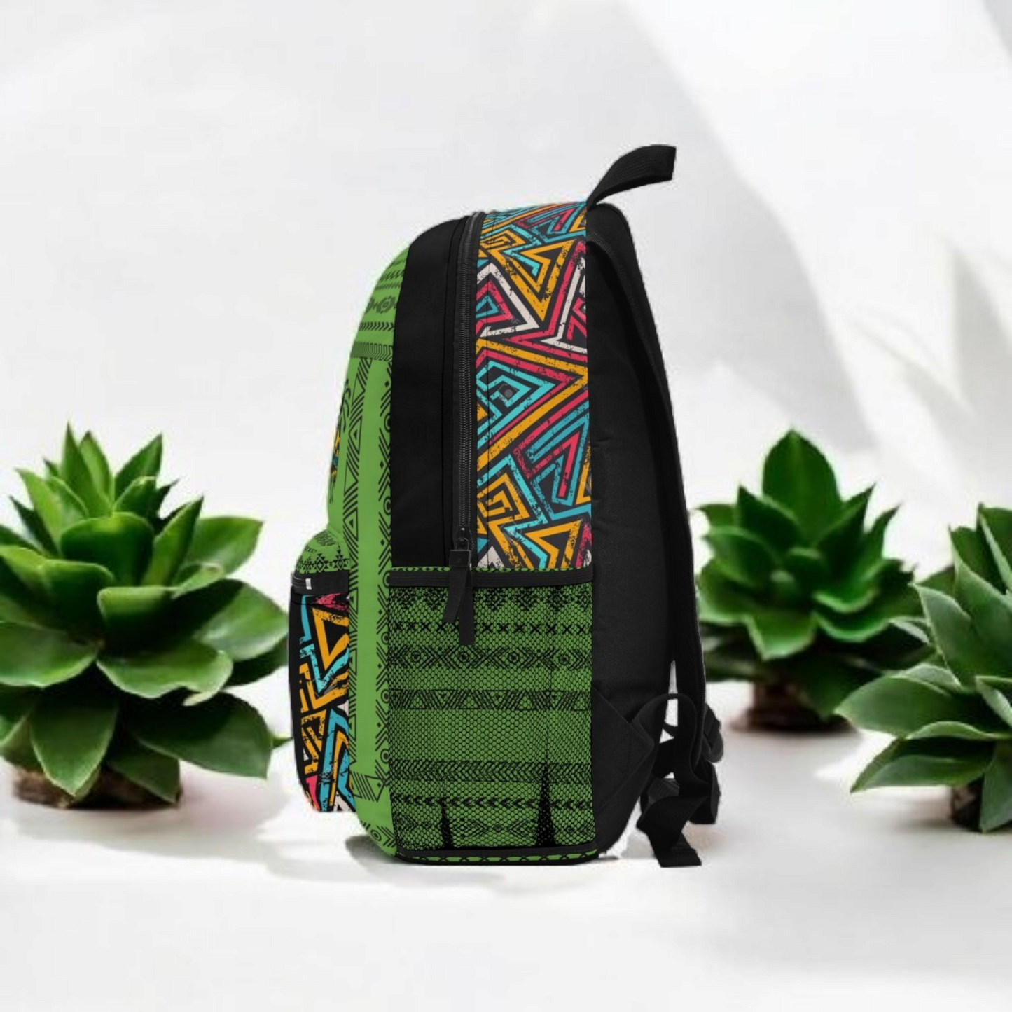 Unique Afro Music Backpack, Music Lover Bag, Cartoon Print Rucksack, Ethnic Design