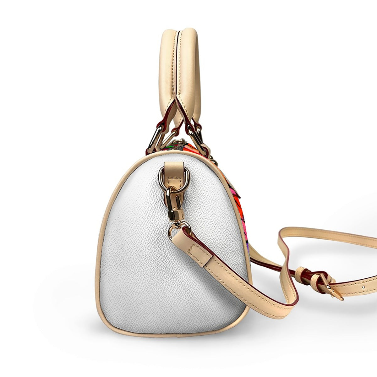 Ornithology and Botanical Embroidery Inspired Classic Barrel-Shaped PU Leather Handbag